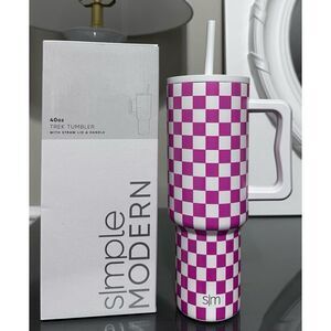 Simple Modern Trek 40oz Tumbler, PINK BUBBLEGUM CHECKMATE